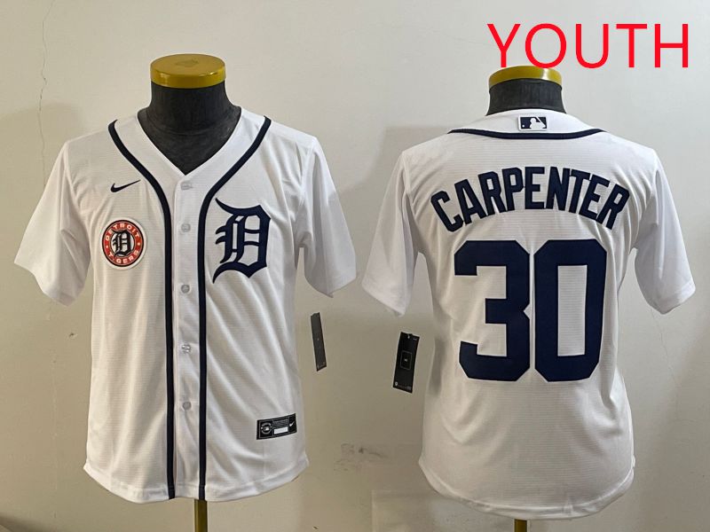 Youth Detroit Tigers #30 Carpenter White Game 2025 Nike MLB Jersey style 2